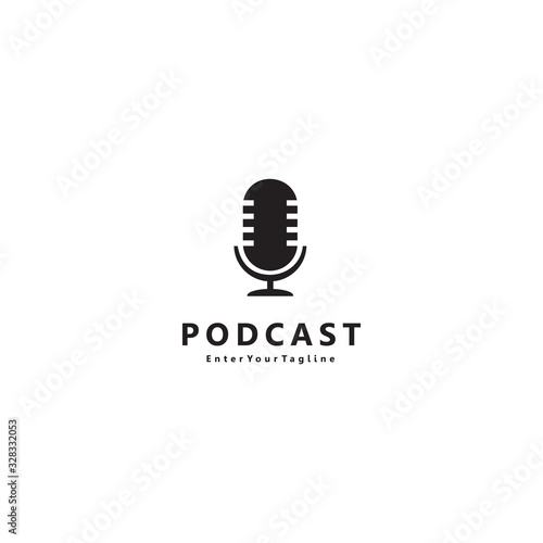inspiring podcast design or simple radio microphone logo
