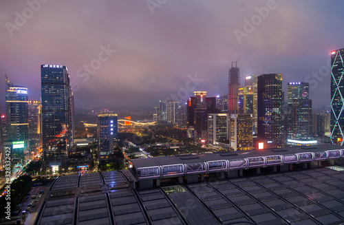 Shenzhen Futian district with flashing lights photo