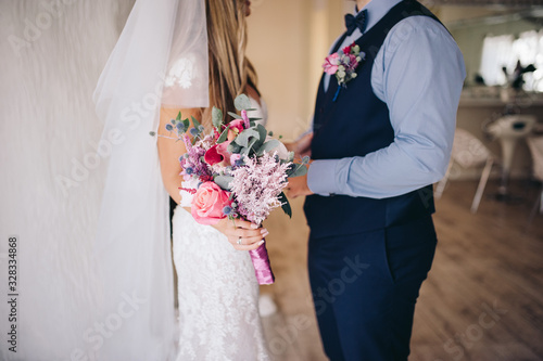 First look of a groom and bride photo