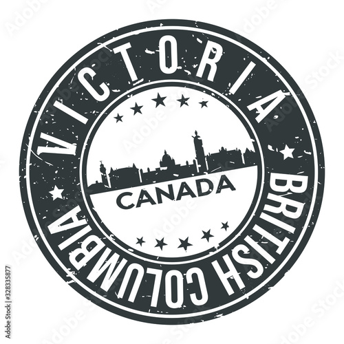 Victoria British Columbia Canada America Stamp. Logo Icon Symbol Design Skyline City Vector.