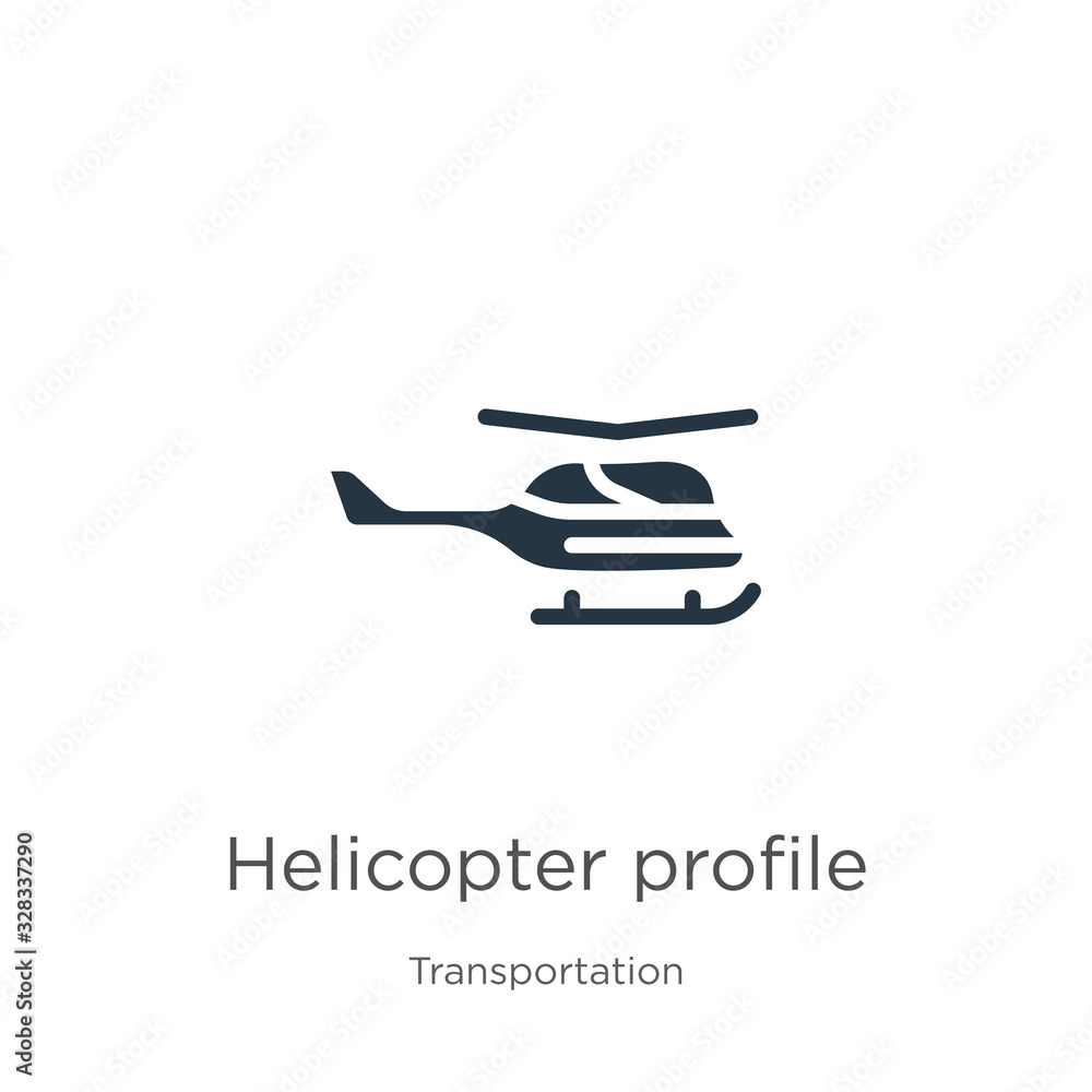 Helicopter profile icon vector. Trendy flat helicopter profile icon from transport aytan collection isolated on white background. Vector illustration can be used for web and mobile graphic design,