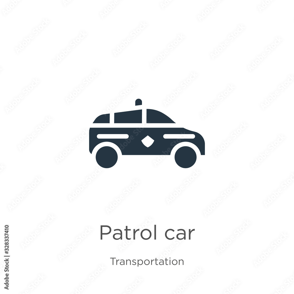 Patrol car icon vector. Trendy flat patrol car icon from transportation collection isolated on white background. Vector illustration can be used for web and mobile graphic design, logo, eps10 Patrol car icon vector. Trendy flat patrol car icon from transportation collection isolated on white background. Vector illustration can be used for web and mobile graphic design, logo, eps10