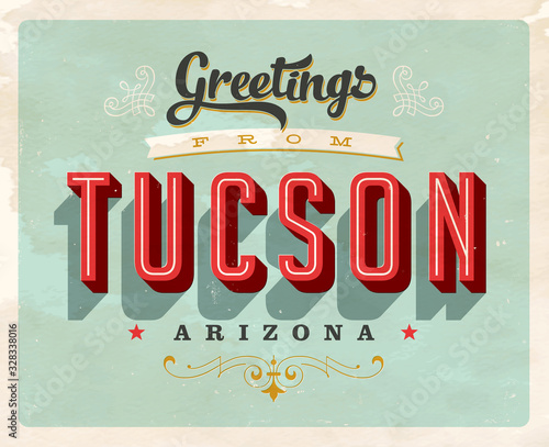 Vintage Touristic Greeting Card - Vector. Grunge effects can be easily removed for a brand new, clean sign.