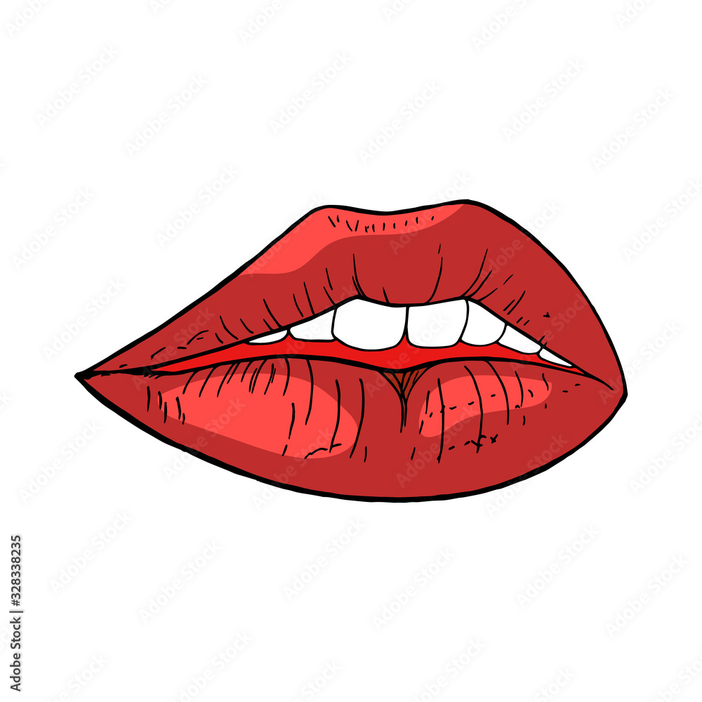 Woman lips icon in cartoon style for print and creative design Woman lips icon in cartoon style for print and creative design