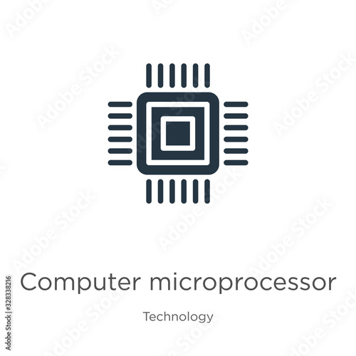 Computer microprocessor icon vector. Trendy flat computer microprocessor icon from technology collection isolated on white background. Vector illustration can be used for web and mobile graphic