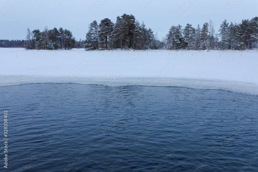 Empty ice swimming place in Finland