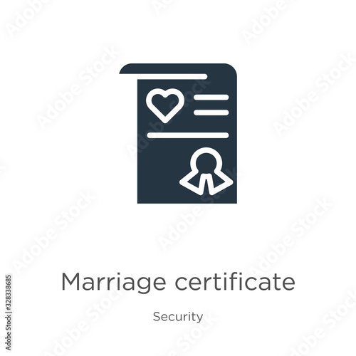 Marriage certificate icon vector. Trendy flat marriage certificate icon from security collection isolated on white background. Vector illustration can be used for web and mobile graphic design, logo,