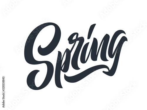 Spring handwritten lettering. Spring typography vector design for greeting cards and poster. Design template celebration. Vector illustration.