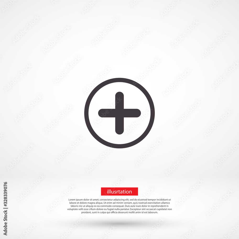 Plus vector icon , lorem ipsum Flat design Plus vector icon , lorem ipsum Flat design