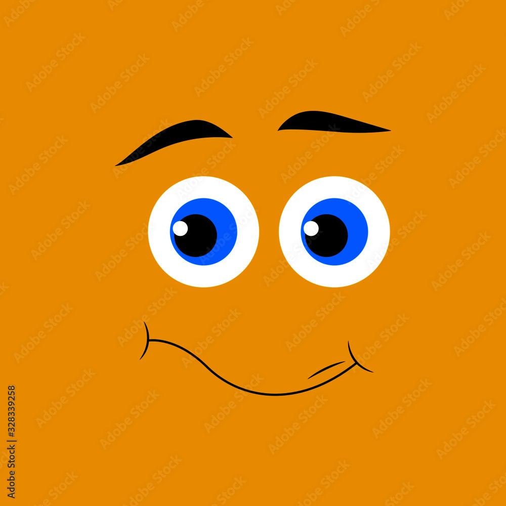 Cartoon face expression. Kawaii manga doodle character mouth and eyes, happy shy face emotion, comic avatar isolated on yellow background. Vector illustration Cartoon face expression. Kawaii manga doodle character mouth and eyes, happy shy face emotion, comic avatar isolated on yellow background. Vector illustration