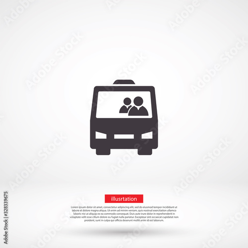 Bus vector icon , lorem ipsum Flat design