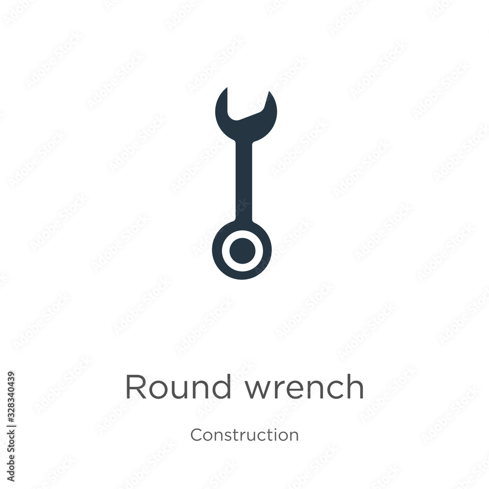 Round wrench icon vector. Trendy flat round wrench icon from construction collection isolated on white background. Vector illustration can be used for web and mobile graphic design, logo, eps10 Round wrench icon vector. Trendy flat round wrench icon from construction collection isolated on white background. Vector illustration can be used for web and mobile graphic design, logo, eps10