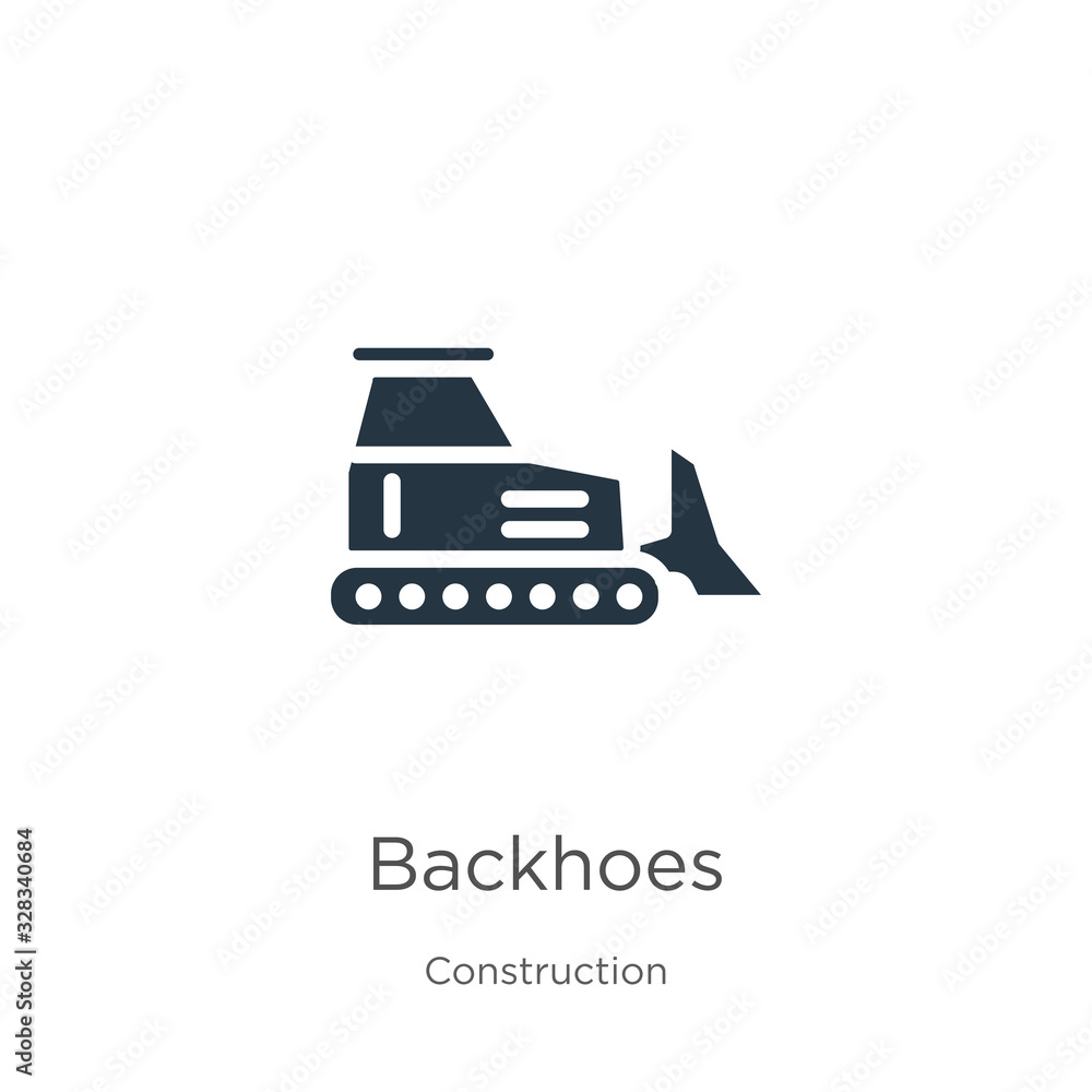 Backhoes icon vector. Trendy flat backhoes icon from construction collection isolated on white background. Vector illustration can be used for web and mobile graphic design, logo, eps10 Backhoes icon vector. Trendy flat backhoes icon from construction collection isolated on white background. Vector illustration can be used for web and mobile graphic design, logo, eps10