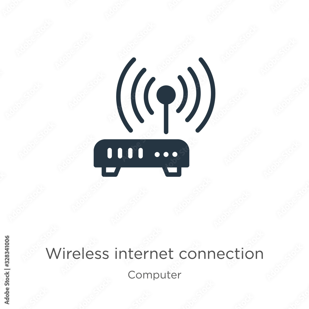 Wireless internet connection icon vector. Trendy flat wireless internet connection icon from computer collection isolated on white background. Vector illustration can be used for web and mobile Wireless internet connection icon vector. Trendy flat wireless internet connection icon from computer collection isolated on white background. Vector illustration can be used for web and mobile