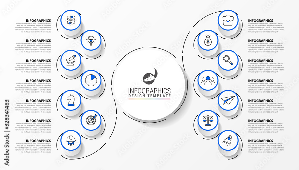 Obraz premium Infographic design template. Creative concept with 14 steps