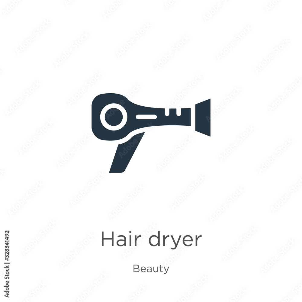 Hair dryer icon vector. Trendy flat hair dryer icon from beauty collection isolated on white background. Vector illustration can be used for web and mobile graphic design, logo, eps10 Hair dryer icon vector. Trendy flat hair dryer icon from beauty collection isolated on white background. Vector illustration can be used for web and mobile graphic design, logo, eps10