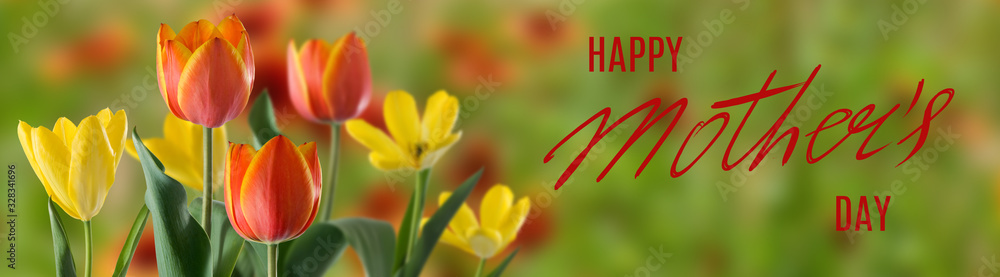 Naklejka premium Mother's day greeting card with flowers