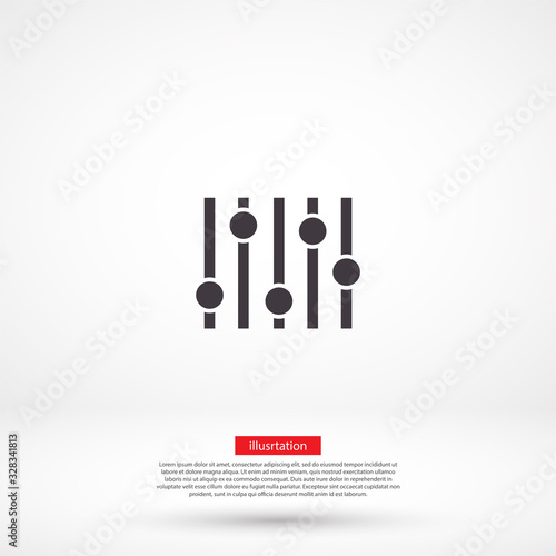 Settings music vector icon , lorem ipsum Flat design