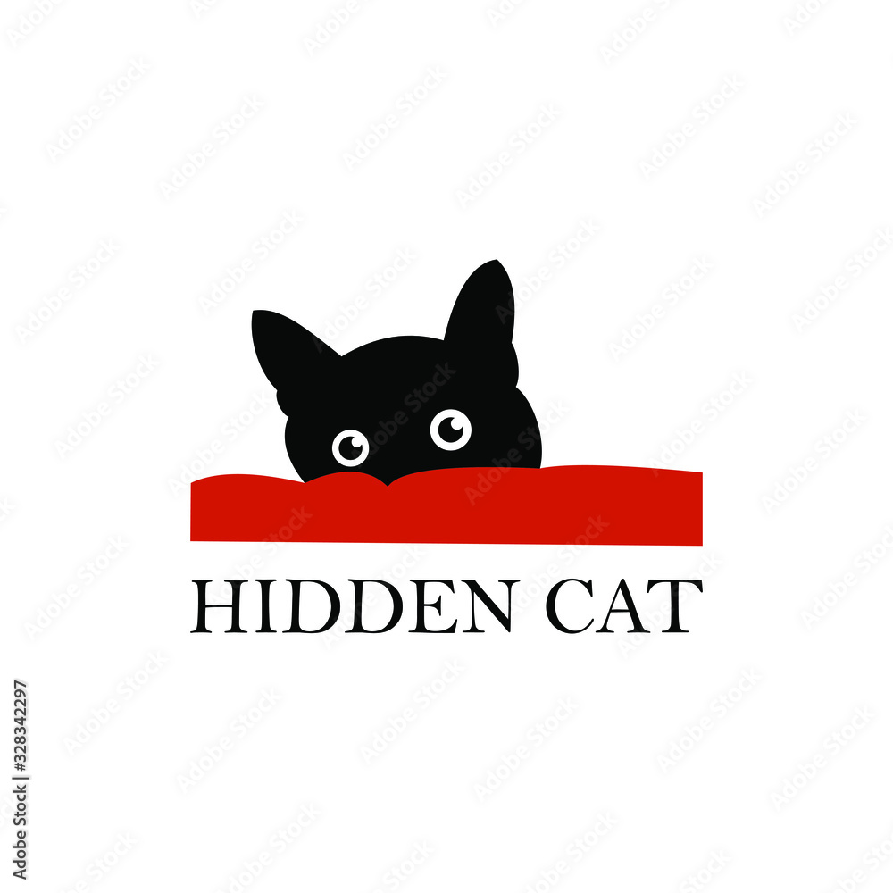 illustration vector graphic of the black cat hiding