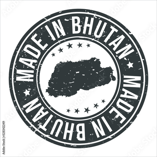 Made in Bhutan Symbol. Silhouette Icon Map. Design Grunge Vector. Product Export Seal. photo