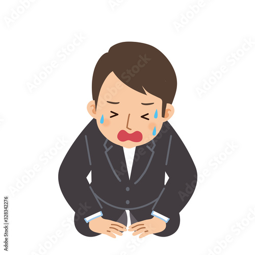 土下座をする　スーツ姿の男性　イラスト