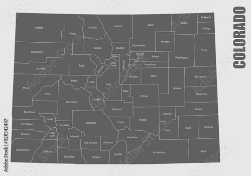 Obraz na płótnie Colorado counties map w salonie