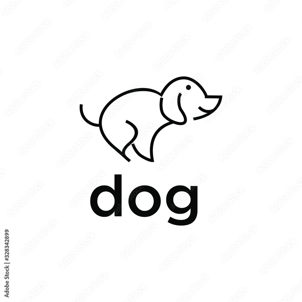 modern line dog logo design illustration 