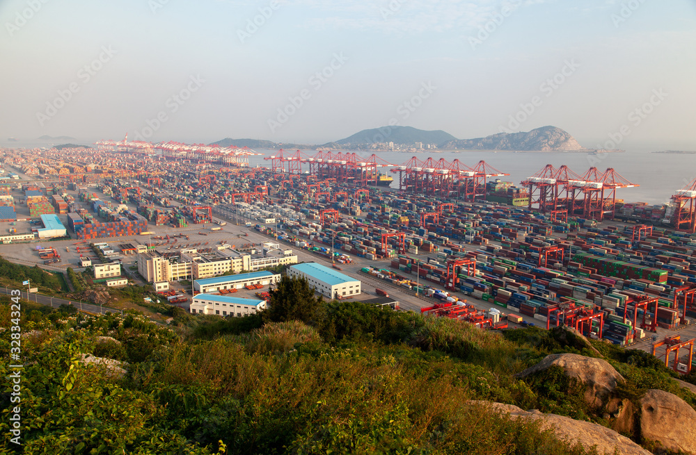Yangshan Port with Shanghai terminal in China 