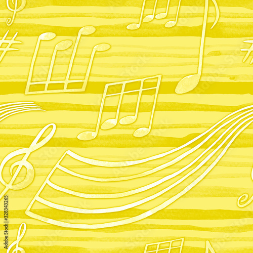 Watercolor seamless pattern of notes.