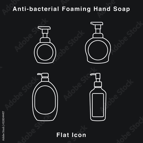 Anti-bacterial Foaming Hand Soap. Hand sanitizer. Alcohol-based hand rub. Rubbing alcohol. soap dispenser. Protection from germs such as coronavirus (Covid-19) icon design