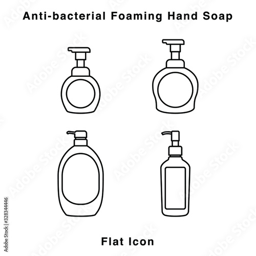 Anti-bacterial Foaming Hand Soap. Hand sanitizer. Alcohol-based hand rub. Rubbing alcohol. soap dispenser. Protection from germs such as coronavirus (Covid-19) icon design