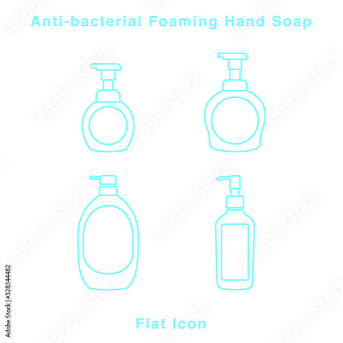 Anti-bacterial Foaming Hand Soap. Hand sanitizer. Alcohol-based hand rub. Rubbing alcohol. soap dispenser. Protection from germs such as coronavirus (Covid-19) icon design