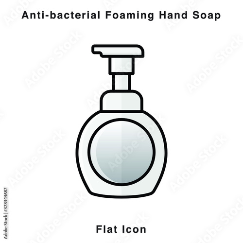 Anti-bacterial Foaming Hand Soap. Hand sanitizer. Alcohol-based hand rub. Rubbing alcohol. soap dispenser. Protection from germs such as coronavirus (Covid-19) icon design
