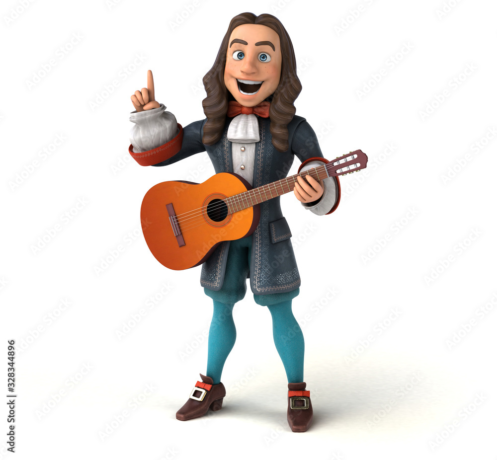 3D Illustration of a cartoon man in historical baroque costume 3D Illustration of a cartoon man in historical baroque costume