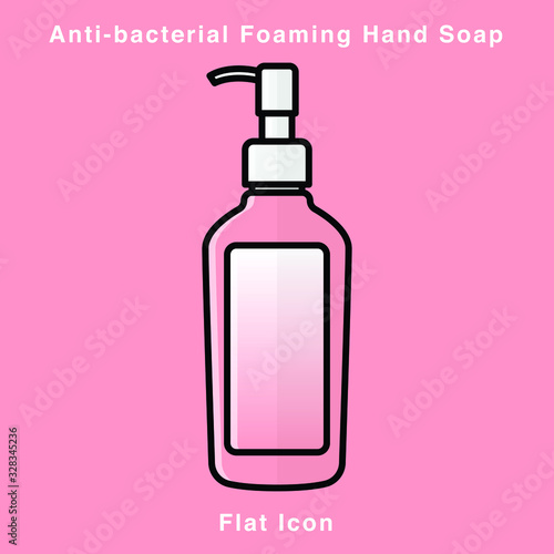 Anti-bacterial Foaming Hand Soap. Hand sanitizer. Alcohol-based hand rub. Rubbing alcohol. soap dispenser. Protection from germs such as coronavirus (Covid-19) icon design