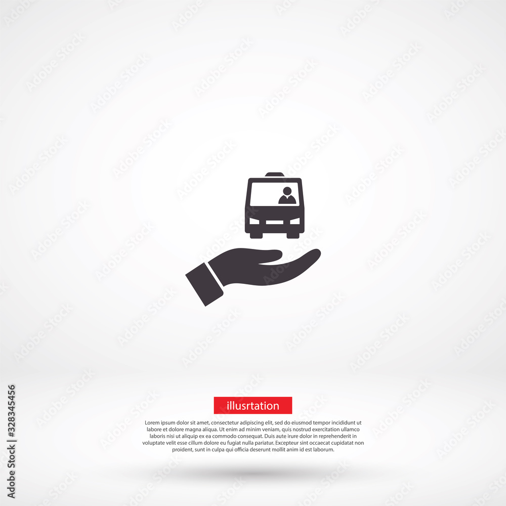 Bus in the hand icon , lorem ipsum Flat design Bus in the hand icon , lorem ipsum Flat design