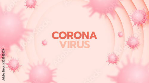 Coronavirus banner in paper art style and pastel scheme vector illustration