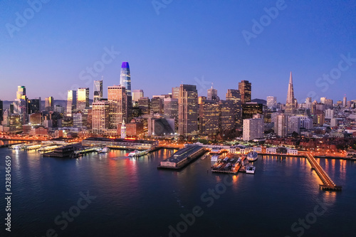 San Francisco downtown buildings skyline early morning dawn © blvdone