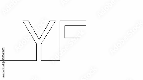 Self-drawing animation of continuous drawing of one line of the word Yes.