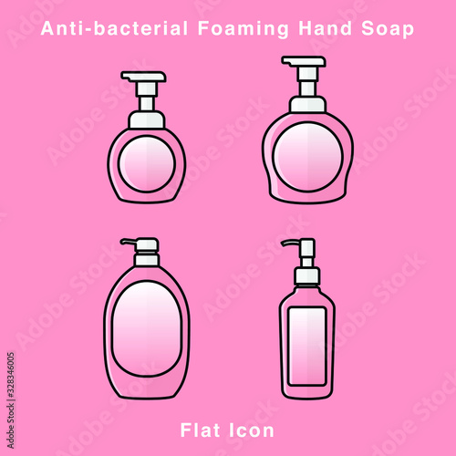 Anti-bacterial Foaming Hand Soap. Hand sanitizer. Alcohol-based hand rub. Rubbing alcohol. soap dispenser. Protection from germs such as coronavirus (Covid-19) icon design