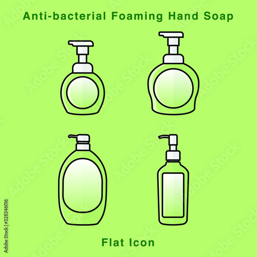 Anti-bacterial Foaming Hand Soap. Hand sanitizer. Alcohol-based hand rub. Rubbing alcohol. soap dispenser. Protection from germs such as coronavirus (Covid-19) icon design