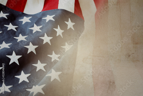 American flag on brown background