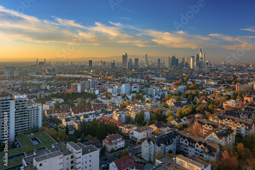 nice view over Frankfurt in the evening ... great view over the whole of Frankfurt... aerial view of paris