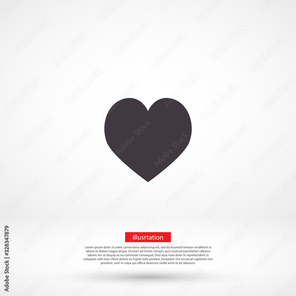 Heart vector icon , lorem ipsum Flat design