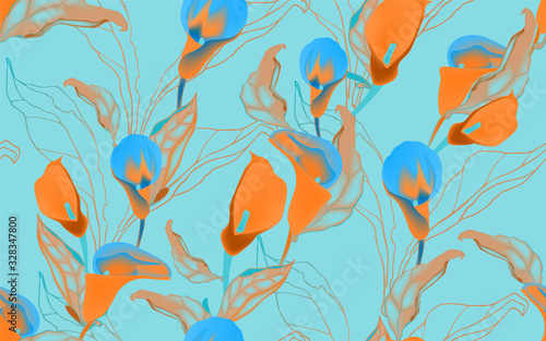 Vector illustration with large inflorescences of plants.