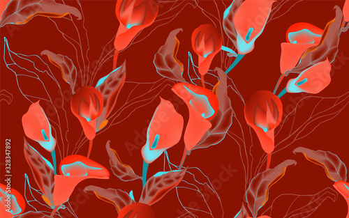 Vector illustration with large inflorescences of plants.