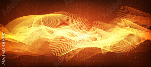 Modern Orange Digital Line,Sound Wave Technology and earthquake wave concept,design for music studio and science,Vector Illustration.