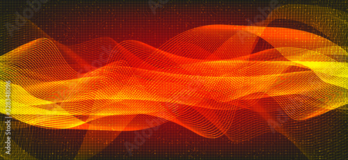 Orange and Red Digital Sound Wave Background,technology and earthquake wave concept,design for music industry,Vector,Illustration.