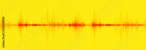 Blood Red Digital Sound Wave Low and Hight richter scale on yellow Background,technology and earthquake wave diagram and Moving heart concept,design for music studio and science,Vector Illustration.