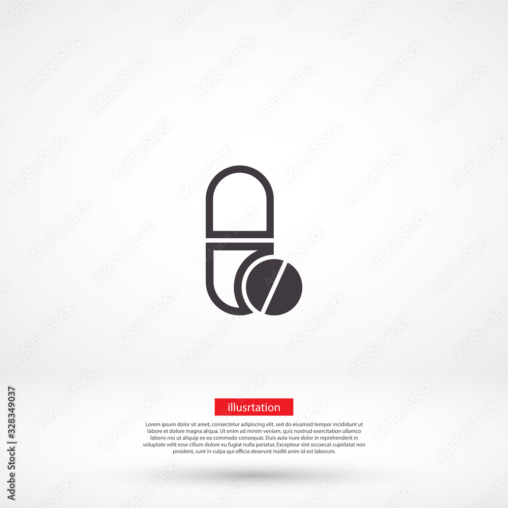 Pills vector icon , lorem ipsum Flat design Pills vector icon , lorem ipsum Flat design